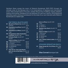 Textausschnitt betont Musik von Dieterich Buxtehude und Johann Sebastian Bach, gespielt von Elias Conrad auf einer Barocklaute.