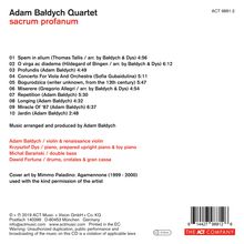 Adam Bałdych (geb. 1986): Sacrum Profanum, CD