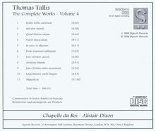 Thomas Tallis (1505-1585): Complete Works Vol.4, CD