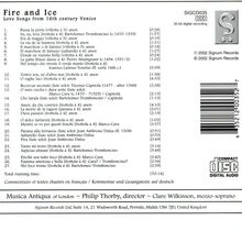 Fire and Ice - Love Songs from 16th Century Venice, CD