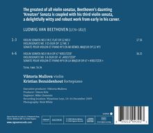 "The greatest of all violin sonatas, Beethoven’s 'Kreutzer' Sonata is coupled with his third violin sonata." Text auf blauem Hintergrund.