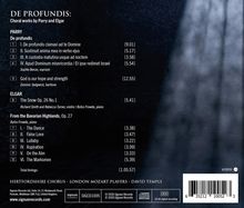 Titel: "De Profundis: Choral works by Parry and Elgar". Werke und Laufzeiten sind aufgelistet. Links Titel, rechts Zeiten.