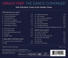 GERALD FINZI: THE DANCE CONTINUED. Werkliste mit Titeln und Zeiten. Musiker: Nick Pritchard, Tenor; Ian Tindale, Piano.