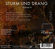 "STURM UND DRANG Volume 4" mit Details zu Musikstücken und Künstlern. Illustration: Menschen und Schiffe bei Sonnenuntergang.