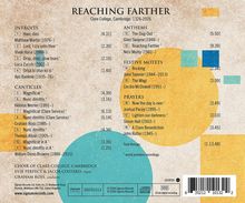 "REACHING FARTHER" oben, darunter Titel von Intros, Canticles, Anthems, Motets und Prayers. Bunte Kreise als Hintergrund.