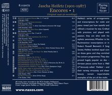 Jascha Heifetz - Encores Vol.1, CD