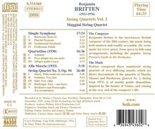 Benjamin Britten (1913-1976): Sämtliche Werke für Streichquartett Vol.2, CD