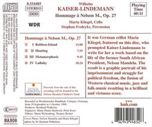 Wilhelm Kaiser-Lindemann (1940-2010): Hommage a Nelson M.op.27 für Cello &amp; Percussion, CD