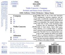 Philip Glass (geb. 1937): Violinkonzert, CD