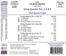 John Fernström (1897-1961): Streichquartette Nr.3,6,8, CD