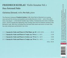 Friedrich Kuhlau (1786-1832): Sonaten für Violine &amp; Klavier Vol.1, CD