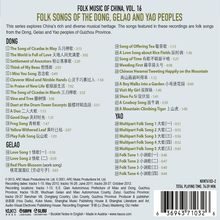 Folk Music Of China Vol.16: Folk Songs Of The Dong, Gelao And Yao Peoples, CD