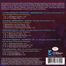 Das Bild zeigt die Titel und Zeiten von Musikstücken wie "FLYING DRAGON CONCERTO" von Gao Hong, oft mit Orchester.