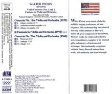 Walter Piston (1894-1976): Violinkonzerte Nr.1 &amp; 2, CD