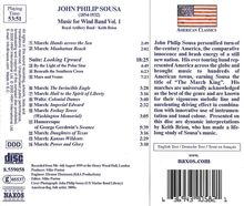 John Philip Sousa (1854-1932): Music for Wind Band Vol.1, CD
