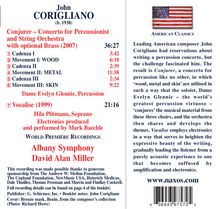 John Corigliano (geb. 1938): Konzert für Percussion &amp; Streichorchester "Conjurer", CD