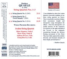 Matthew Quayle (geb. 1976): Streichquartette Nr.1-3, CD