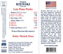 Frederic Rzewski (1938-2021): Klavierwerke  "Late Piano Works", CD