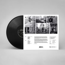 Texte: 
Slide One: 1. Intro, 2. Behind you, 3. Hurt, 4. Measured.

Schwarz-weiß Bilder von Straßenszenen und Schallplatte.