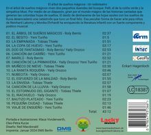 El árbol de sueños mágicos - Un radioteatro  
01. EL ÁRBOL DE SUEÑOS MÁGICOS - Roly Berrío 02:37  
02. EL BESITO - Yeni Turiño 01:55  
03. LA EMPANADA - Tobias Thiele 01:51  
04. LA COPA DE HUEVO - Yeni Turiño 02:22  
05. DÚO DE FANTASMAS - Roly Berrío/ Yaily Orozco 02:53  
06. CANCIÓN del CARIÑO - Yeni Turiño 01:21  
07. MARILÚ - Roly Berrío 02:52  
08. CANCIÓN DE LA PRIMAVERA - Yaily Orozco/ Yeni Turiño 01:27  
09. MUÑECO DE NIEVE - Tobias Thiele 03:30  
10. LA RANITA ROQUERA - Yaily Orozco 03:46  
11. NUBECITA - Yaily Orozco 02:07  
12. EL ESFUERZO DE LA MALDAD - Roly Berrío 01:57  
13. LA ENVIDIA - Tobias Thiele 02:57  
14. CANCIÓN DE LA LLUVIA - Yaily Orozco 01:58  
15. EL ESTORNUDO DEL GIGANTE - Tobias Thiele 01:07  
16. EL RIACHUELO - Yaily Orozco 01:19  
17. BAUTIZO PLATEADO - Yeni Turiño 02:02  
18. PEQUEÑA CIUDAD - Tobias Thiele 02:13  
19. VIAJE DE ENSUEÑO - Yeni Turiño 01:46  
Total: 43:12  
Der Traumzauberbaum (Logo)