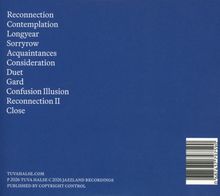 Liste von Begriffen: Reconnection, Contemplation, Longyear, Sorryrow, Acquaintances, Consideration, Duet, Gard, Confusion Illusion, Close.