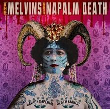 "The Melvins with Napalm Death" steht oben. Darunter eine bemalte Person mit Hörnern und buntem Hintergrund.