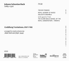 Johann Sebastian Bach (1685-1750): Goldberg-Variationen BWV 988 für Kammerorchester, CD