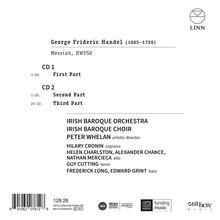 George Frideric Handel, Messiah, HWV56, CD-Details mit Künstlern. Logo oben rechts: Kreis mit Dreieck.