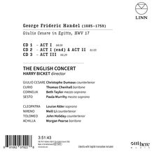 George Frideric Handel, Giulio Cesare in Egitto. Drei CDs und Besetzungsliste. Logo oben rechts.
