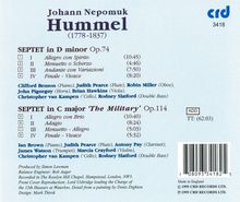Johann Nepomuk Hummel (1778-1837): Septette opp.74 &amp; 114, CD