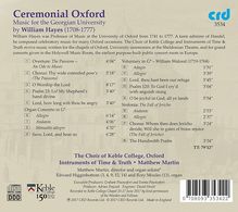 William Hayes (1708-1777): Chorwerke &amp; Instrumentalmusik "Ceremonial Oxford", CD
