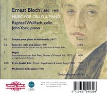 Ernest Bloch (1880-1959): Kammermusik für Cello &amp; Klavier, CD