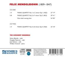 Felix Mendelssohn Bartholdy (1809-1847): Klavierquartette Nr.1 &amp; 2, 2 CDs