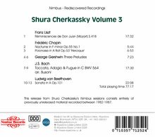 Nimbus - Rediscovered Recordings. Shura Cherkassky Volume 3. 13 klassische Stücke von Liszt, Chopin, Gershwin, Bach, Beethoven.