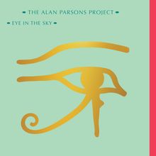„THE ALAN PARSONS PROJECT - EYE IN THE SKY“, darunter ein goldenes Horusauge auf mintgrünem Hintergrund.