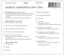 Marian Anderson singt Arien &amp; Lieder Vol.2, CD