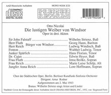 Otto Nicolai (1810-1849): Die lustigen Weiber von Windsor, CD