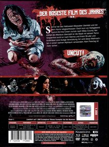 "Der böseste Film des Jahres" in blutrotem Schriftzug. Darunter: Szenen von blutigen, angsteinflößenden Figuren und Details.