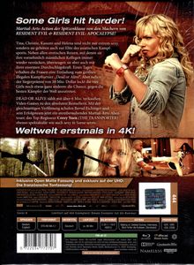 "Some Girls hit harder!" Martial-Arts-Action, weltweit erstmals in 4K! Frau mit blonder Lockenfrisur in Kampfszene.