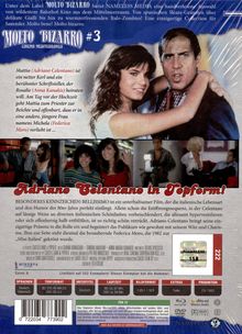 "Adriano Celentano in Topform!" steht unter einem Filmcover mit einem umarmenden Paar und kleineren Filmszenen darunter.