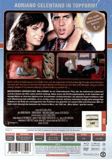 Oben steht "ADRIANO CELENTANO IN TOPFORM!" Daneben ein Etikett mit "Film nicht zurückgespult Gebühr 1,-". Darunter Illustrationen.