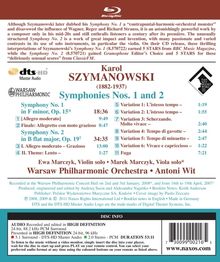 Karol Szymanowski (1882-1937): Symphonien Nr.1 &amp; 2, Blu-ray Audio