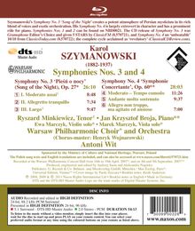 Karol Szymanowski (1882-1937): Symphonien Nr.3 &amp; 4, Blu-ray Audio