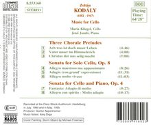 Zoltan Kodaly (1882-1967): Sonate f.Cello &amp; Klavier op.4, CD