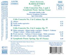 Dimitri Kabalewsky (1904-1987): Cellokonzerte Nr.1 &amp; 2, CD