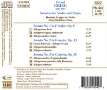 Edvard Grieg (1843-1907): Sonaten f.Violine &amp; Klavier Nr.1-3, CD