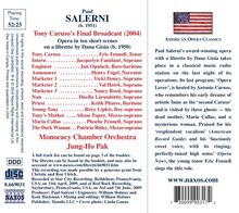 Paul Salerni (geb. 1951): Tony Caruso's Final Broadcast (Oper in 10 kurzen Szenen), CD