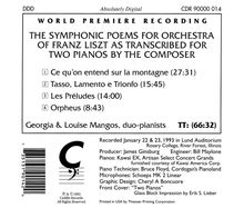 Franz Liszt (1811-1886): Sämtliche Symphonische Dichtungen für 2 Klaviere Vol.1, CD