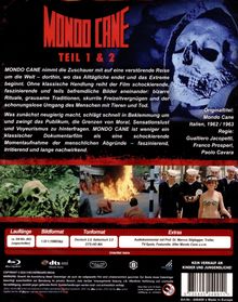 Titel: "MONDO CANE TEIL 1 & 2". Text beschreibt verstörende Reise mit schockierenden Bildern und menschlichen Abgründen.