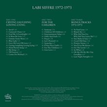 "Labi Siffre 1972-1973: Drei Disk-Titel mit Liedern und Zeiten. Disk eins: 'Crying Laughing Loving Lying', Disk zwei: 'For the Children', Disk drei: 'Bonus Tracks 1972-1973'."